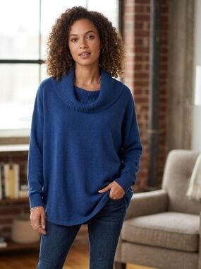 St. John's Bay Royal Blue Cowl Neck Sweater Size XL